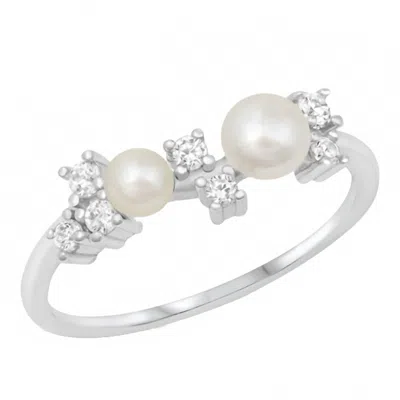 Starlette Women's Harper Statement Ring In Silver With Pearls In Metallic