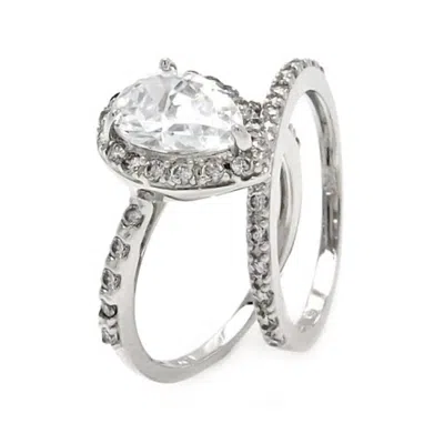 Starlette Women's Juliet Teardrop Engagement Ring In Silver In Metallic