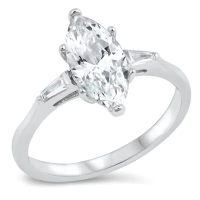 Starlette Women's Marquise Maggie Engagement Ring In Silver