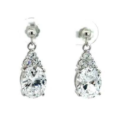 Starlette Women's Oval Cut Dangle Earrings In Silver