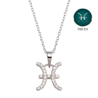 Starlette Women's Pisces Necklace With Sparkling Cz Stones In Silver