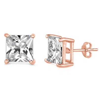 Starlette Women's Princess Cut Earrings In Clear / Rose Gold In Multi