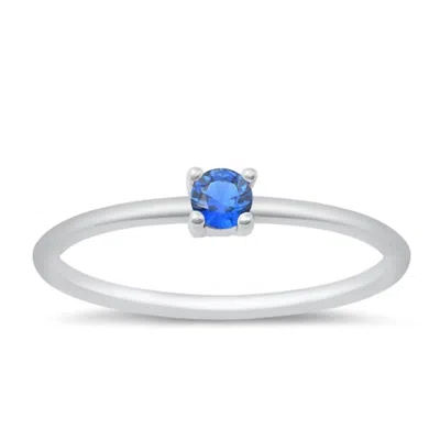 Starlette Women's Round Cut Stackable Ring In Blue In Silver