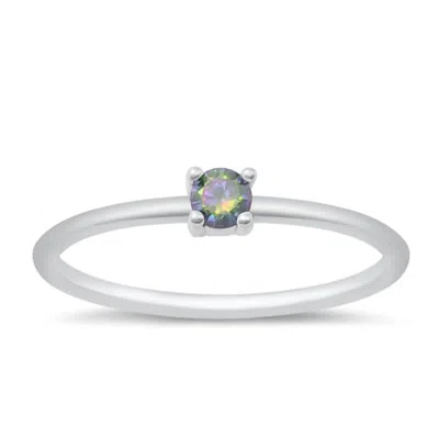 Starlette Women's Round Cut Stackable Ring In Silver