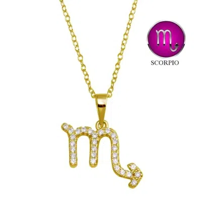 Starlette Women's Scorpio Necklace With Extra Cz Sparkle In Gold