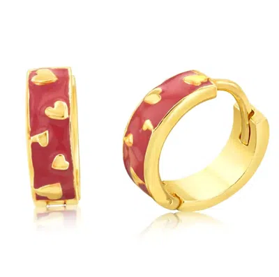 Starlette Women's Sweetheart Hoop Earrings In Red In Multi