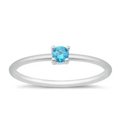 Starlette Women's Topaz Round Stackable Ring In Blue In Pink