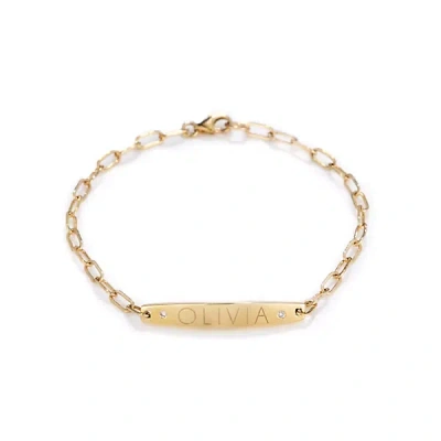 Starling Custom Engraved Diamond Id Bracelet In Gold