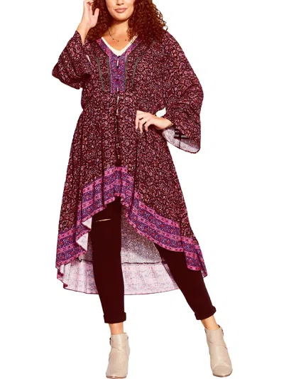 Starling Reine Womens Hi-low Viscose Tunic Top In Purple