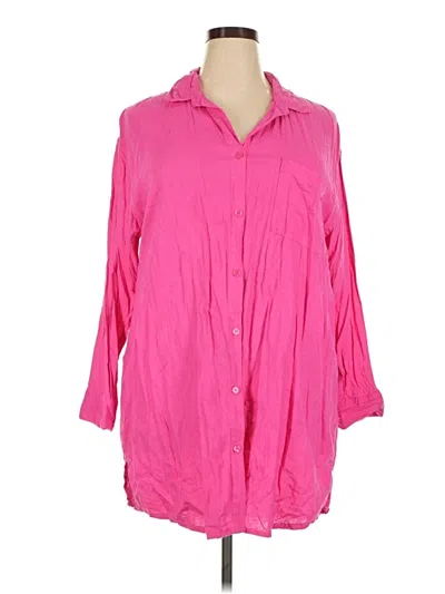 Pre-owned Stars Above 3/4 Sleeve Button Down Shirt In Pink