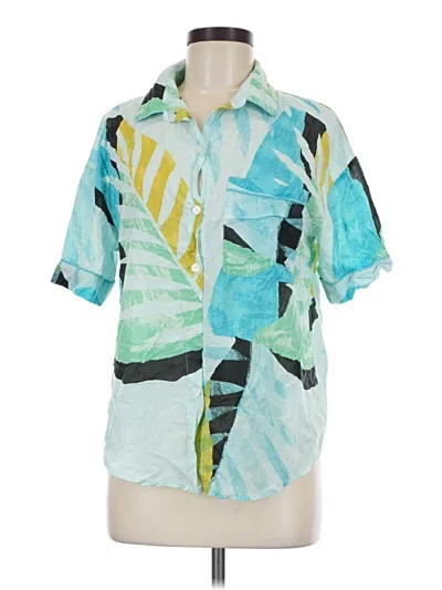 Pre-owned Stars Above Short Sleeve Button Down Shirt In Teal