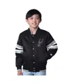 Starter Big Boys And Girls Black San Antonio Spurs Scout Varsity Full-snap Jacket In Black