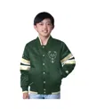 Starter Big Boys And Girls Hunter Green Milwaukee Bucks Scout Varsity Full-snap Jacket In Hunter Green