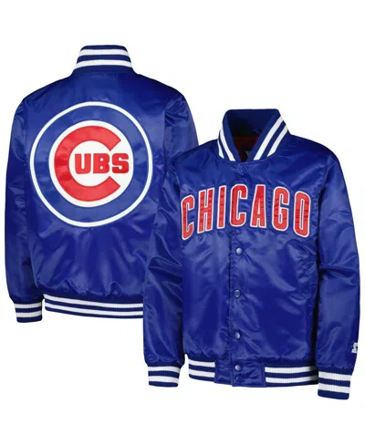 Starter Big Boys And Girls Royal Chicago Cubs Boys Of Summer Satin Full-snap Jacket