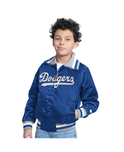 Starter Kids' Big Boys And Girls Royal Los Angeles Dodgers The Captain Jr. Cooperstown Collection Full-zip Varsity In Blue