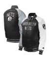Starter Big Boys And Girls  Black Brooklyn Nets Raglan Full-snap Varsity Jacket In Black
