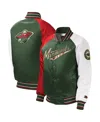 Starter Big Boys, Girls And  Green Minnesota Wild Raglan Full-snap Varsity Jacket In Green
