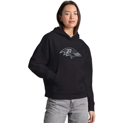 Starter Black Baltimore Ravens Rhinestone Relaxed Hoodie In Multi
