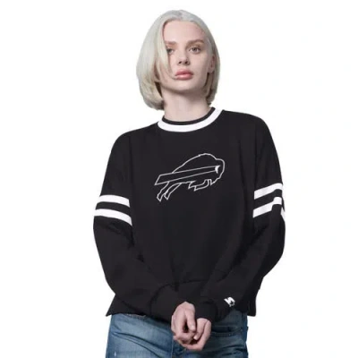Starter Black Buffalo Bills Rally Drop Shoulder Cropped Sweatshirt In Multi