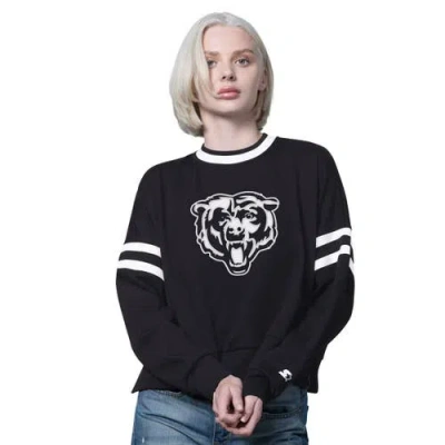 Starter Black Chicago Bears Rally Drop Shoulder Cropped Sweatshirt
