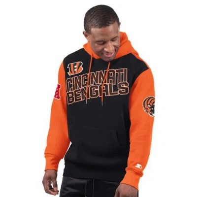 Starter Black Cincinnati Bengals Extreme Pullover Hoodie In Black,orange
