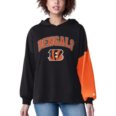 Starter Black Cincinnati Bengals Power Move Long Sleeve Pullover Hoodie