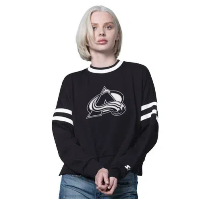 Starter Black Colorado Avalanche Rally Fleece Cropped Sweatshirt