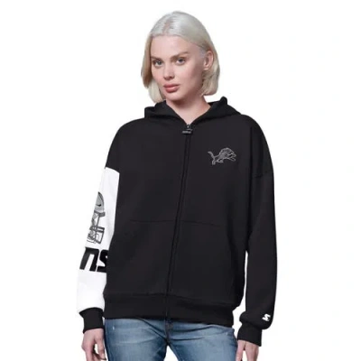Starter Black Detroit Lions 4th Down Full-zip Hoodie