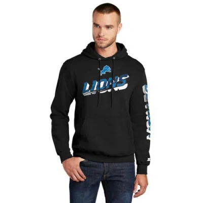 Starter Black Detroit Lions Wordmark Logo Pullover Hoodie In Multi
