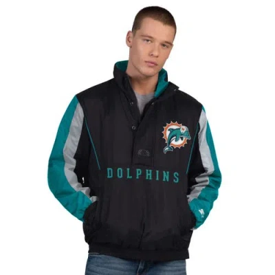 Starter Black Miami Dolphins Thursday Night Gridiron Vintage Logo Half-zip Jacket