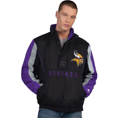 STARTER STARTER BLACK MINNESOTA VIKINGS THURSDAY NIGHT GRIDIRON HALF-ZIP JACKET