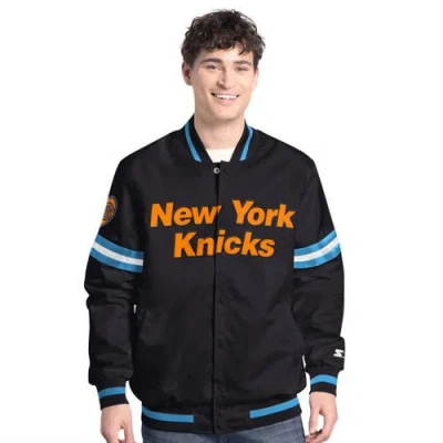 Starter Black New York Knicks Scout Varsity Full-snap Jacket