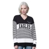 Starter Black Philadelphia Eagles No Huddle Striped V-neck Sweater In Black