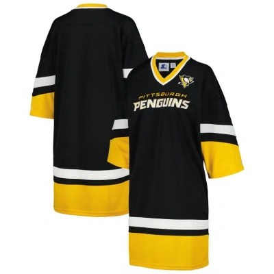 Starter Black Pittsburgh Penguins Hurry-up Offense Boxy V-neck Half-sleeve Sneaker Dress