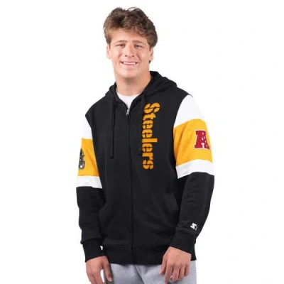 Starter Black Pittsburgh Steelers Extreme Full-zip Hoodie In Black,gold