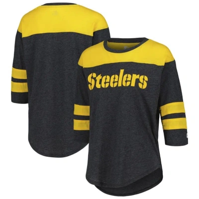 Starter Black Pittsburgh Steelers Fullback Tri-blend Three-quarter Sleeve T-shirt