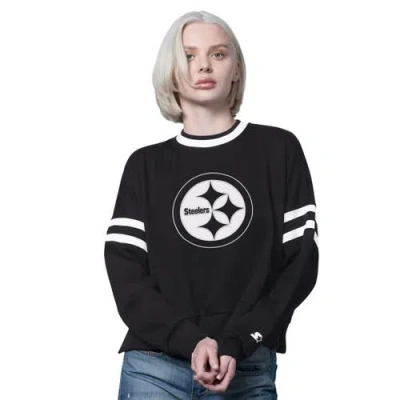 Starter Black Pittsburgh Steelers Rally Drop Shoulder Cropped Sweatshirt