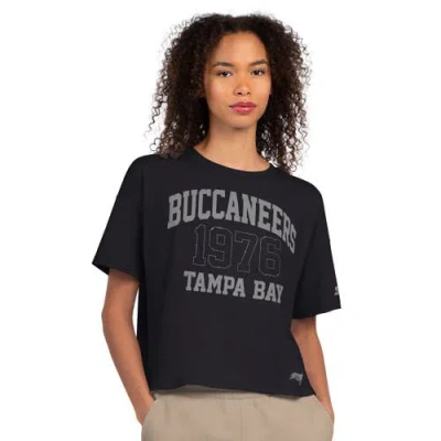 Starter Black Tampa Bay Buccaneers Rhinestone Boxy Cropped T-shirt