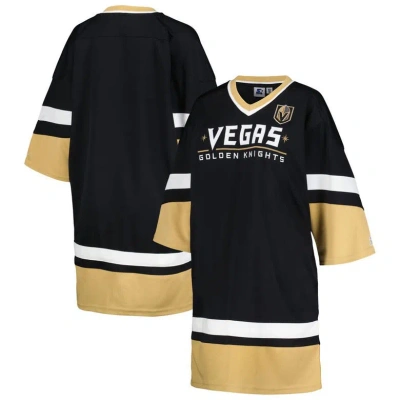 Starter Black Vegas Golden Knights Hurry-up Offense Boxy V-neck Half-sleeve Sneaker Dress