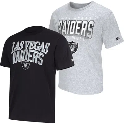 Starter Black/gray Las Vegas Raiders Two-pack Logo T-shirt Set
