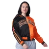 Starter Women's Black/orange Cincinnati Bengals Zone Blitz Cropped Full-snap Satin Jacket In Multi