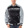 STARTER STARTER BLACK/SILVER CHICAGO WHITE SOX VARSITY SATIN FULL-SNAP JACKET