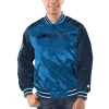 Starter Men's Blue/navy Minnesota Timberwolves Renegade Satin Full-snap Varsity Jacket In Blue