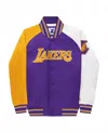 Starter Boys Youth Los Angeles Lakers Varsity Satin Full-snap  Jacket In Purple