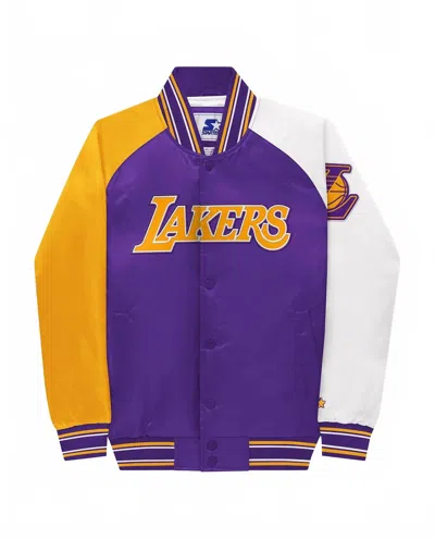 Starter Boys Youth Los Angeles Lakers Varsity Satin Full-snap  Jacket In Purple