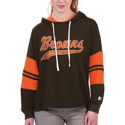 Starter Brown Cleveland Browns Bump And Run Long Sleeve Hoodie T-shirt