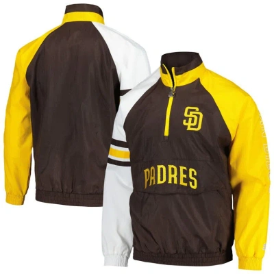 Starter Men's  Brown, Gold San Diego Padres Elite Raglan Half-zip Jacket In Brown,gold