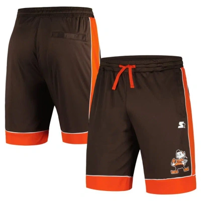 Starter Men's  Brown, Orange Distressed Cleveland Browns Vintage-like Fan Favorite Shorts In Brown,orange