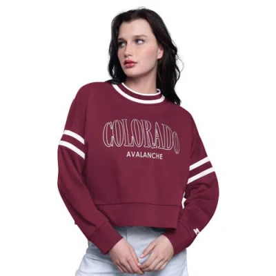 Starter Burgundy Colorado Avalanche Power Play Cropped Pullover Sweatshirt