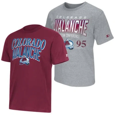 Starter Burgundy/heather Gray Colorado Avalanche Two-pack T-shirt Set